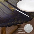 thumbnail image 3 of Yellow Forest Round Tablecloth, Fitted Table Cover with Elastic for 55"-60" Round Tables, Vintage Foggy Woods Tree Table Cloth Outdoor Indoor Dinning Party Waterproof Tablecloths, 3 of 7