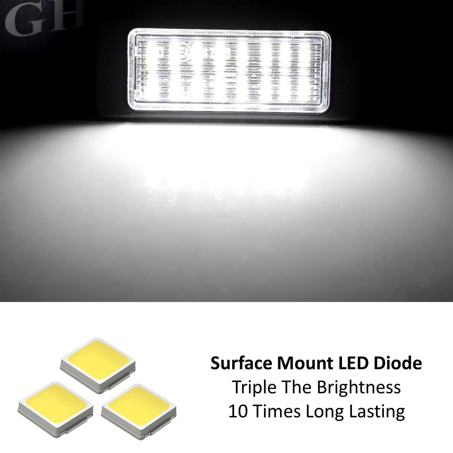 Can-Bus Error Free OEM-Fit 3W Full LED License Plate Light Kit For Cadillac 2017-22 XT5, 2019-20 CT6, Chevy 2018-22 Traverse, Buick Enclave