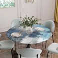 thumbnail image 5 of Blue Grey Round Tablecloth for 45-54 Inch Tables,Fitted Table Cover with Elastic Edge,Modern Oil Painted Abstract Art Aesthetics Waterproof Outdoor Table Cloth Protector for Patio Garden Dinner, 5 of 9