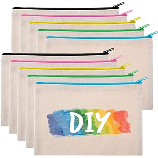 30 Bolsas De Tela Beige Con Cremallera 12x21 Cm - Para Manualidades, Pintar, Cosméticos - DIY Reutilizable