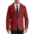 thumbnail image 1 of INSPIRAR CHIC Traje de Hombre a Rayas de Un Solo Botón Ajustado Casual Blazer Vertical Rayas S Rojo Negro, 1 of 6