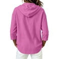 thumbnail image 4 of Purcolt Cotton Linen Hoodies for Women Button Down Sun Protection Tops Casual Summer Collared Beach Vacation Gauze Blouses, 4 of 7