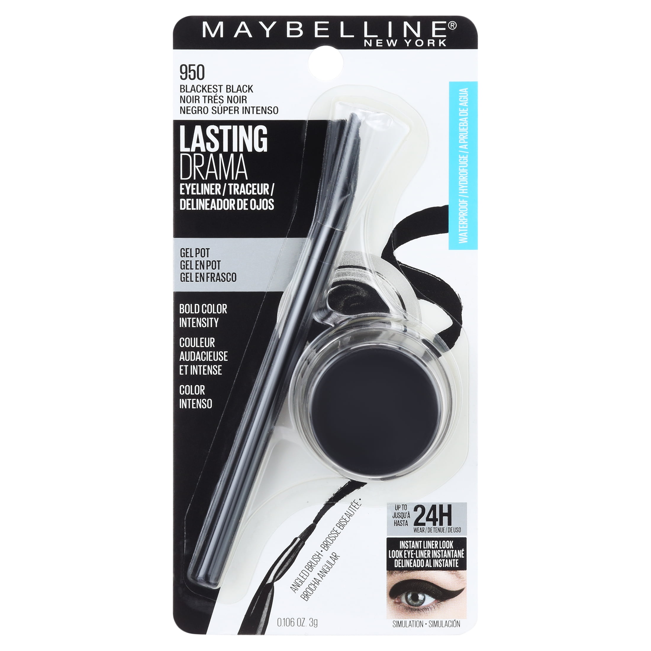 Maybelline EyeStudio Blackest Gel Drama Liner, Lasting Black