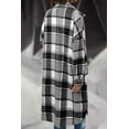 thumbnail image 5 of Women's Long Flannel Plaid Jacket Shacket Cozy Lapel Button Down Shirt Jacket Fuzzy Trench Coat, 5 of 6