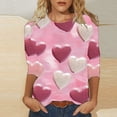 thumbnail image 2 of Feancey Womens Heart Print Top Dressy Casual 3/4 Sleeve Crewneck T-Shirts Soft Cute Valentines Day Shirts for Teen Girls Spring Summer Loose Work Blouse Prime Sales Multicolor XXL, 2 of 6
