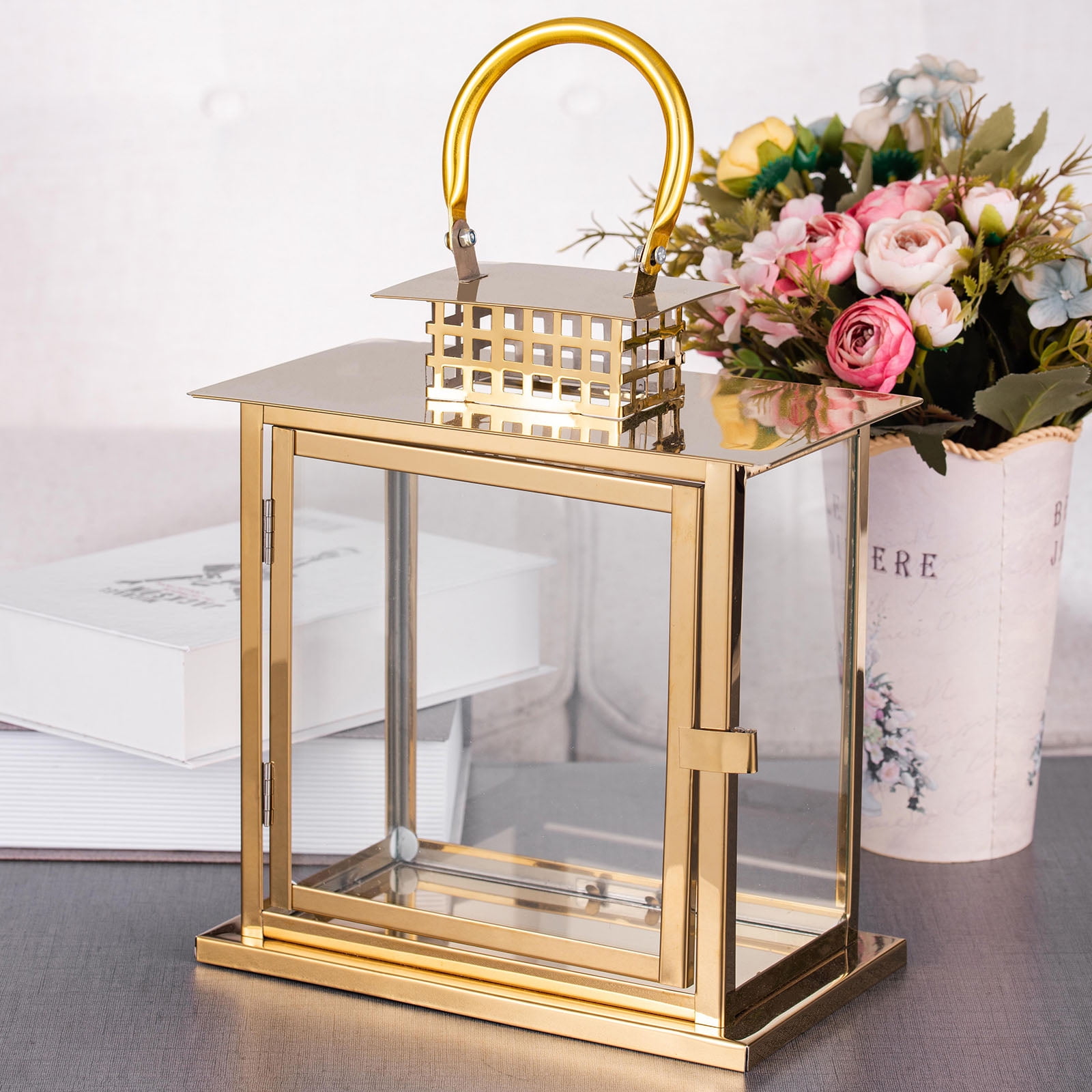 GOLD 10" tall Metal Lantern Candle Holder Party Events Wedding Home Centerpieces 