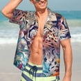 thumbnail image 5 of Lsque Vibrant Leopard In Flowers pattern Hawaiian Shirt for Men, Unisex Summer Beach Casual Short Sleeve Button Down Shirts-X-Large, 5 of 9