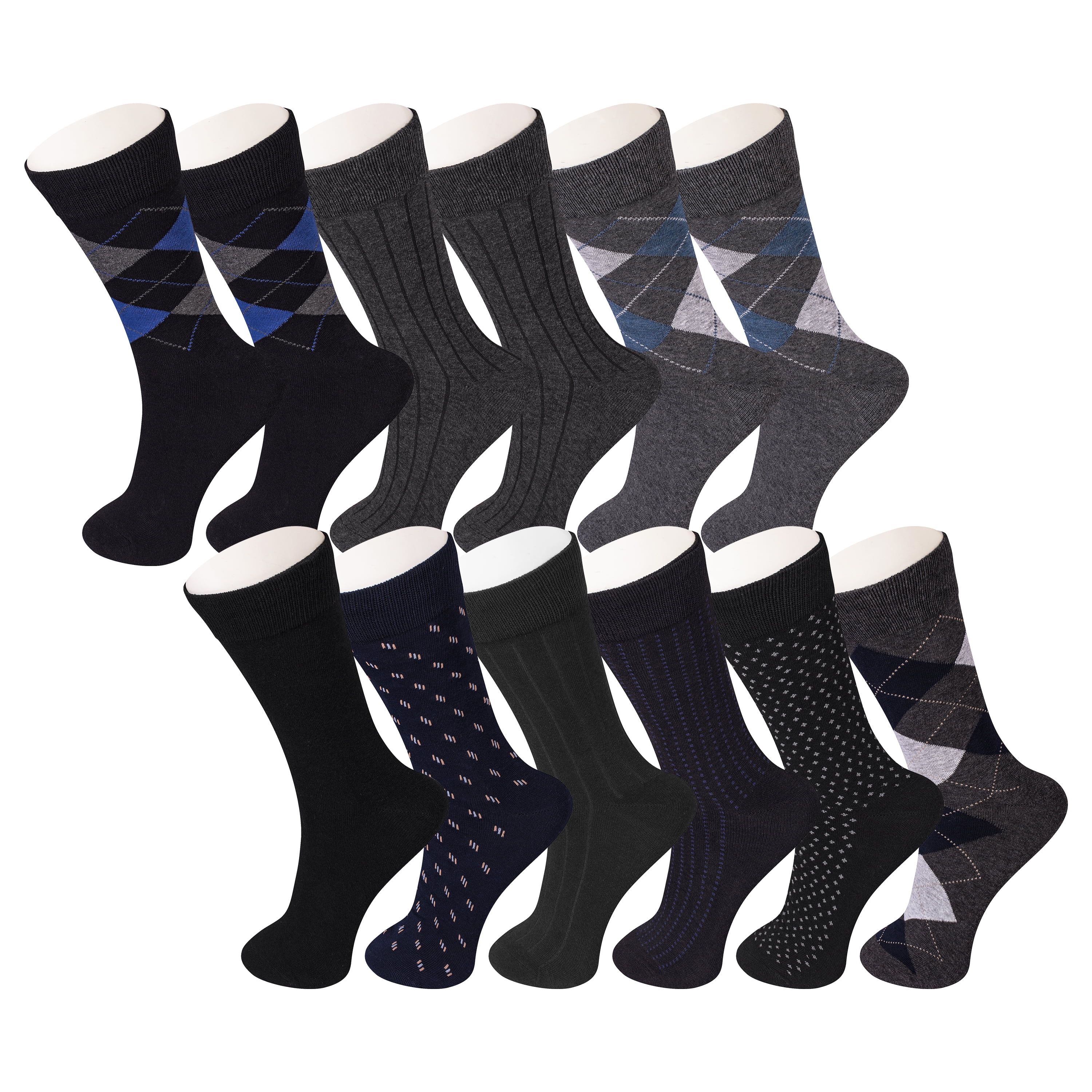 Hammer Anvil 12 Pack Mens Dress Socks Cotton Crew Socks Argyle Pattern