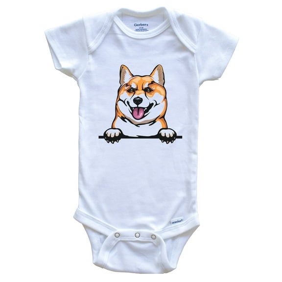 Shiba Inu Dog Breed Cute Baby Bodysuit, 0-3 months white