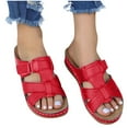 thumbnail image 4 of Orthopedic Sandals for Women Arch Support Flat Slipper Platform Wedge Open Toe Soft Comfort Beach Outdoor Walking Shoes Red Women Sandal, 4 of 5
