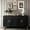 Distressed Black, variant on Champagne Silver Lacquered 4 Door Cabinet / Adjustable Shelves for Living Room Storage