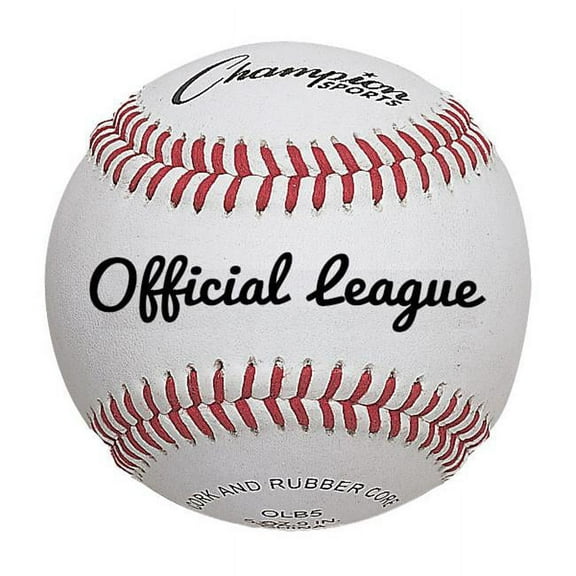 Champion Sports  3 in. Full Grain Leather Official League Baseball, White & Red - Pack of 12