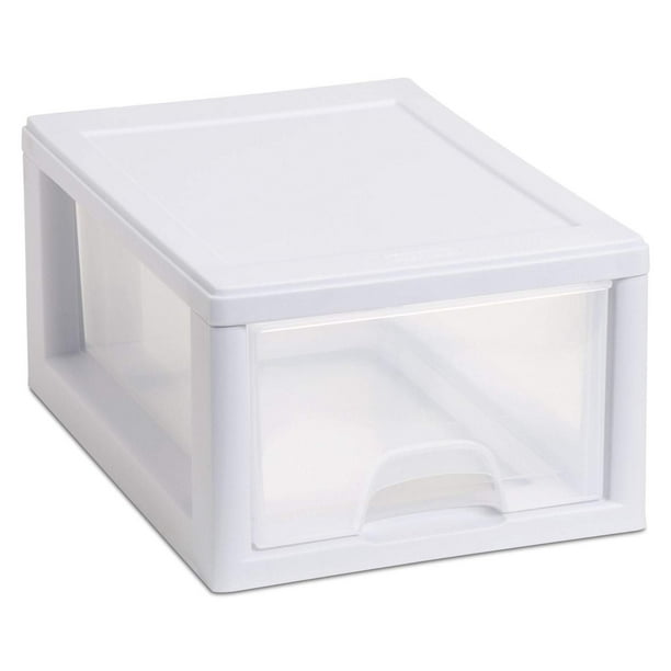 Cajón de almacenamiento Sterilite 20518006PK2 de plástico apilable, 2 unidades, blanco