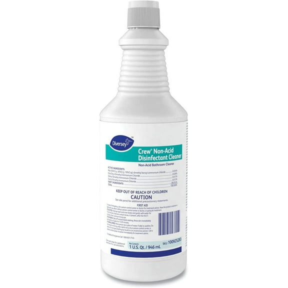 Diversey Crew Neutral Non-Acid Bowl & Bathroom Disinfectant, 32 oz Squeeze Bottle, 12/CT