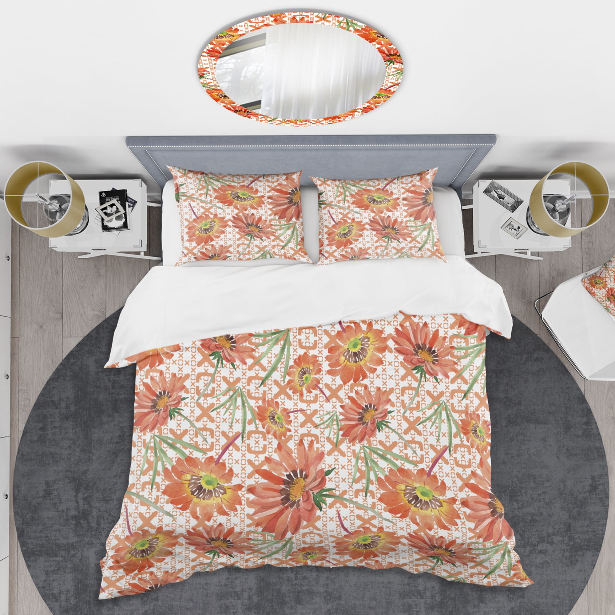 Designart 'Floral Botanical Retro I' Mid-Century Modern Duvet Cover Set