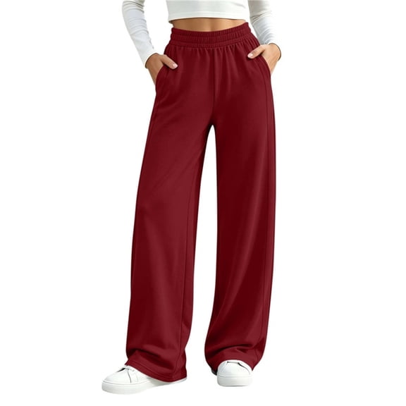 Hurxie Wide Leg Sweatpants Women Fall Spring Sweat Pants Teen Girl Comfy Baggy Drawstring Waist Jogger Sweat Pant with Pockets