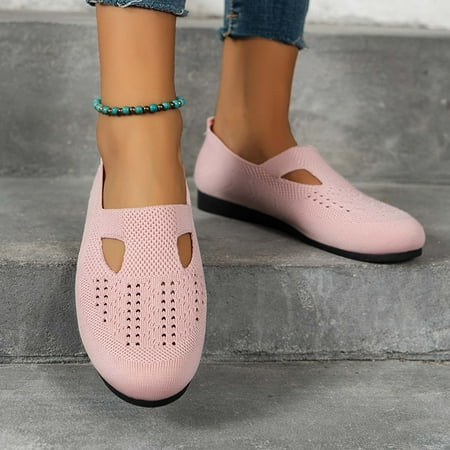 

WQJNWEQ Women s Flats Shoes Leisure Womens Solid Color Round-Toe Lightweight Soft Sneakers Casual Shoe Comfort