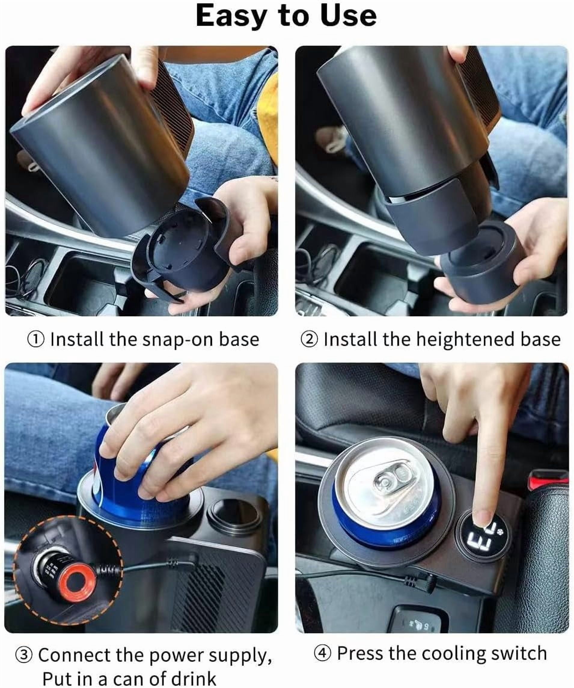 2-in-1  Cooler Cup Holder, Portable Car Beverage Warmer and Chiller with LCD Display for Office Travel Home