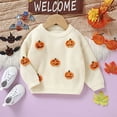 thumbnail image 4 of Krdevn Baby Halloween Sweater Pumpkin Knit Top Long Sleeve Crewneck Fall Outfit Toddler Clothing Cute Warm,Color:Beige Size:6-9 Months, 4 of 8