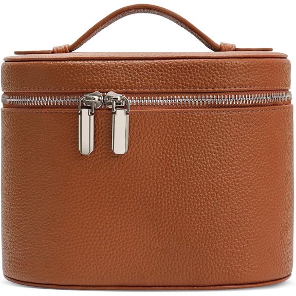 Large Capacity Leather Makeup Bag | Portable Makeup Cosmetic & Toiletry Storage Organizer | Travel Toiletries Case for Women & Students