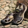 thumbnail image 2 of Leather Sandals for Men Men's Outdoor Leather Non-slip Anti-kick and Anti-collision Beach Sandals Coffee 10(43), 2 of 7
