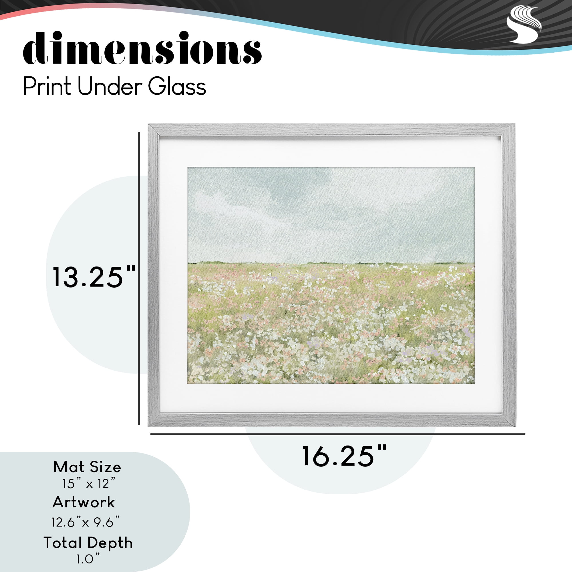 Stupell Industries Budding Field Scenery Gray Framed Print Under Glass, design by Leah Straatsma