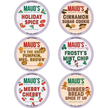 Maud's Holiday Blend Coffee Pods Variety Pack, 24 ct, 6 Assorted Flavors, Medium Roast Coffee in Single Serve Pods – 100% Arabica Beans, Compatible with Keurig K Cups Maker