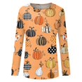 thumbnail image 6 of IYYVV Womens Halloween Shirts Long Sleeve Crewneck Casual Dressy Tops Funny Ghost Pumpkin Graphic Halloween Fall Fashion Top Orange L, 6 of 7