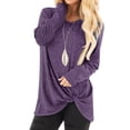 thumbnail image 2 of JINMGG Womens Plus Size T-Shirts,Women Fashion Loose Long Sleeve O-Neck Casual Solid T-Shirt Blouse Tops Purple XXXL, 2 of 9