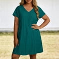 thumbnail image 2 of Nkmbld Women's Dress Plus Size Casual Solid Short Sleeved V-Neck Dress, 2 of 5