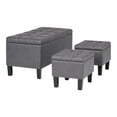 thumbnail image 1 of SIMPLIHOME Dover 44 inch Wide Rectangle 3 Pc Lift Top Storage Ottoman in Upholstered Stone Grey Tufted Faux Leather, Footrest Stool, Coffee Table for the Living Room, Contemporary, 1 of 8