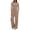 Khaki 10, variant on Ksrymi Overalls for Women 2-Piece Outfit: Solid Round Neck Short Sleeve Ruched Top & Elastic Waist Drawstring Wide Leg Pants with Side Pockets Vacation Outfits for Women