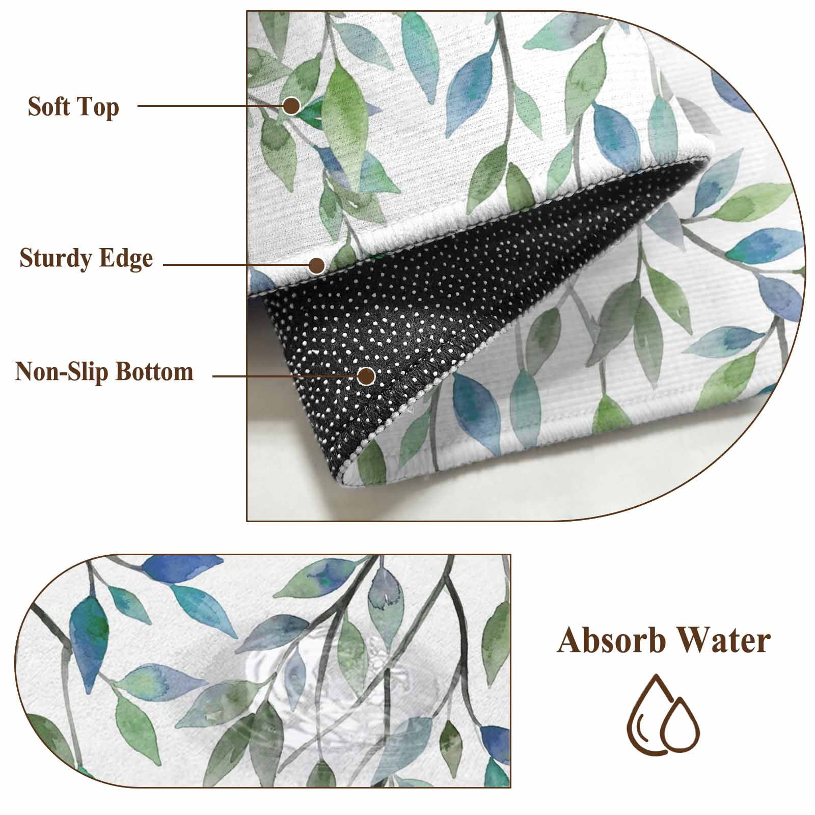 Area Rugs for Living Room Bedroom, Blue Green Eucalyptus 4'x6' Rug Washable Carpet Runner Indoor Outdoor, Spring Botanical Leaves Weeping Non Slip Accent Floor Mats Rug for Kitchen, Office