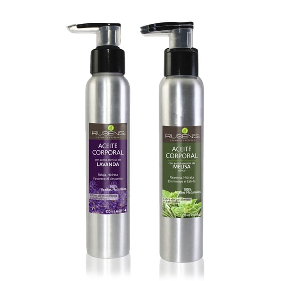 Kit de Aceites para Masaje RUSENS con Aceite de Melisa y masaje relajante con Aceite de Lavanda 100% naturales