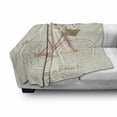 thumbnail image 3 of Dog Soft Flannel Fleece Blanket, Romantic Postcard from Paris Pattern Dog in Basket of the Bicycle Illustration, Cozy Plush for Indoor and Outdoor Use, 60" x 80", Eggshell and Coral, by Ambesonne, 3 of 6