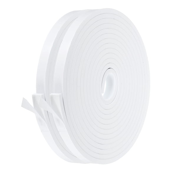 Uxcell Weather Stripping Door Seal Strip 2 Rolls 3/5 Inch x 1/4 Inch x 16 Ft Soundproof Foam Tape Insulation White