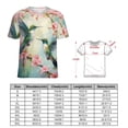 thumbnail image 2 of Flower Hummingbird Womens Tops Women's Fashion Casual Short Sleeve Flower Print Round Neck Pullover Top Blouse, 2 of 6