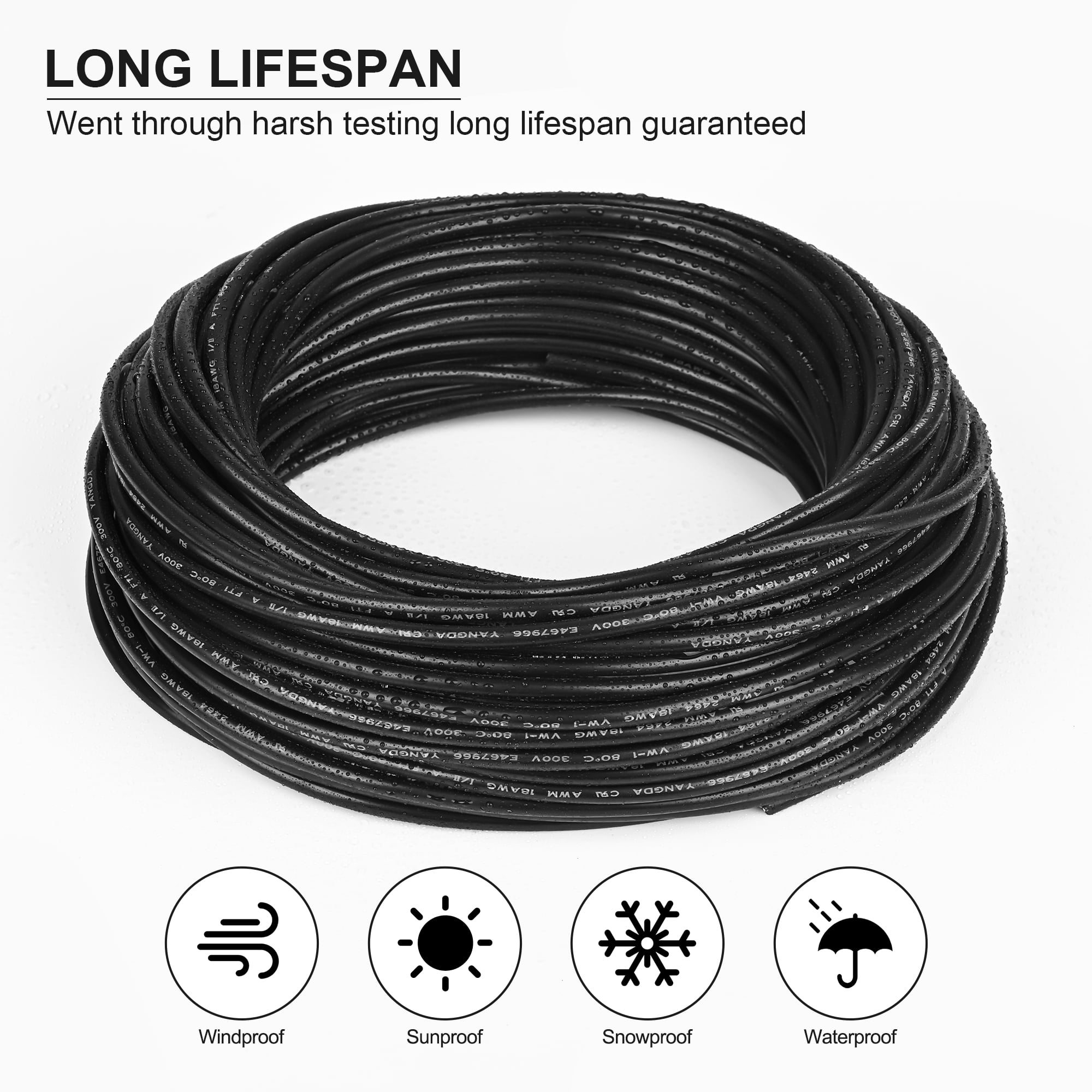18 Gauge Electrical Wire 2 Conductor，18 AWG Electrical Wire Stranded PVC Cord Oxygen-free copper Cable，50FT Pure Copper Electrical Wire  Cord for LED Lamp Lighting Strips Automotive