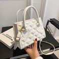 thumbnail image 3 of Bolsos Hombro Con Relieve Celosía Retro para Mujer Bolso Bandolera Cuero (blanco), 3 of 9