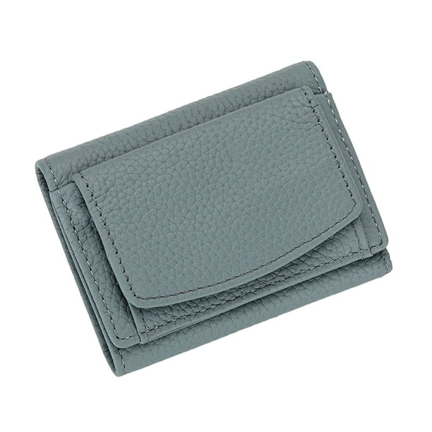 Mini billetera pequeña para mujer ZJT250122546 | Tarjetero compacto de piel de vacuno de capa superior fina con 1 ranura para billetes, 1 monedero y 6 ranuras para tarjetas de crédito | Cierr