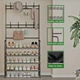 thumbnail image 3 of SEAMIKA 4 Tier Coat and Shoe Rack Entryway Coat Rack with 8 Hooks Shoes Organizer for Living Room Bedroom Office Brown, 3 of 7
