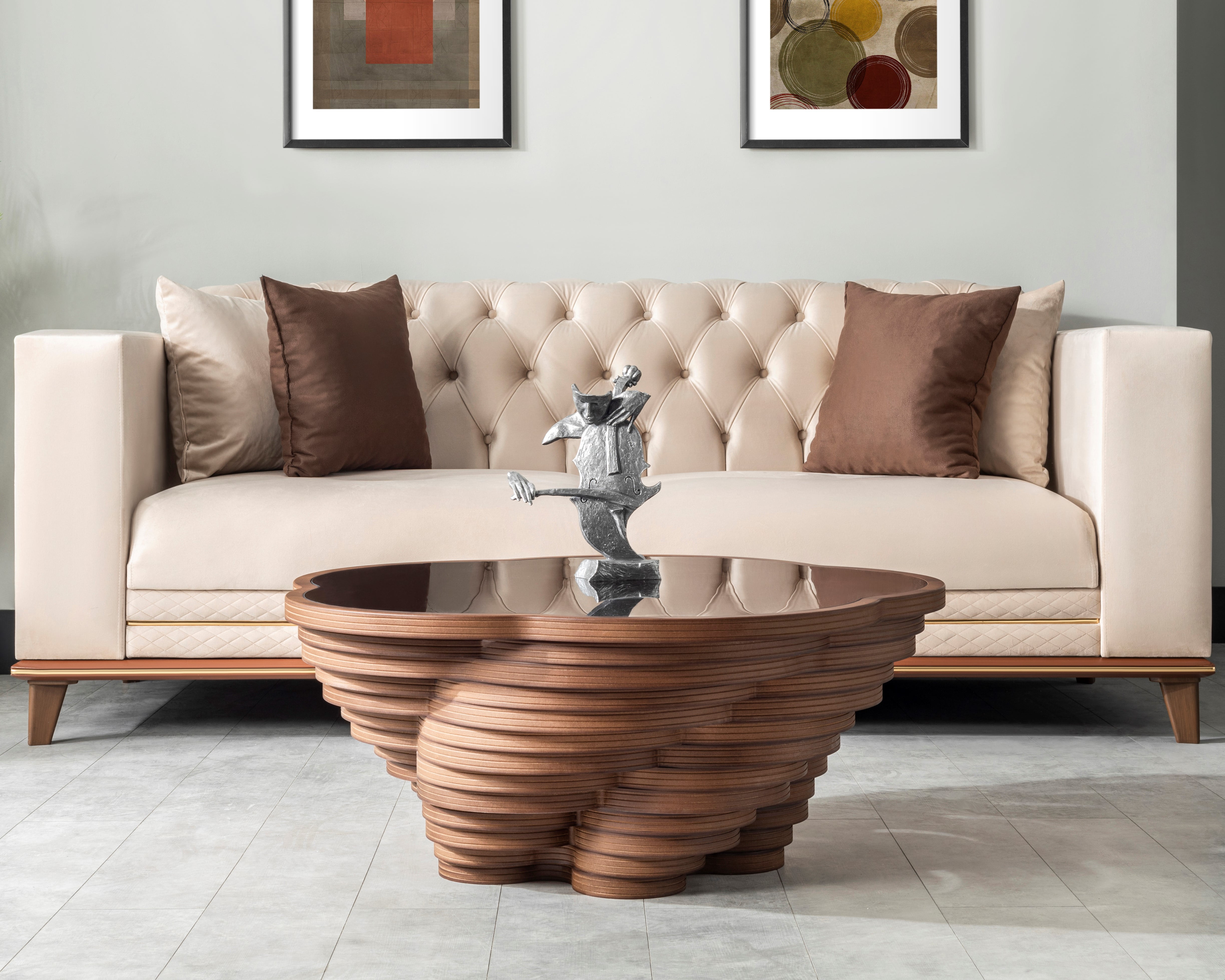 Papella Model Queen Brown Wooden Coffee Table with Glass Rustic Table Natural Walnut Color Center table Mesa de centro Farmhouse big desk livingroom furniture whiskey color tables Free Form
