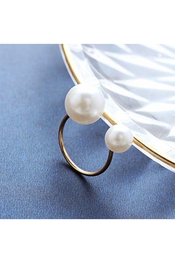 1 Pc Adjustable Pearl Ring U-shaped Opening Ring Adjustable Imitation Pearls Elegant Lady Party Ring Promise Rings Trendy Elegant Unique Rings for Women Birthday Valentine's Day Elegant Gifts Gold