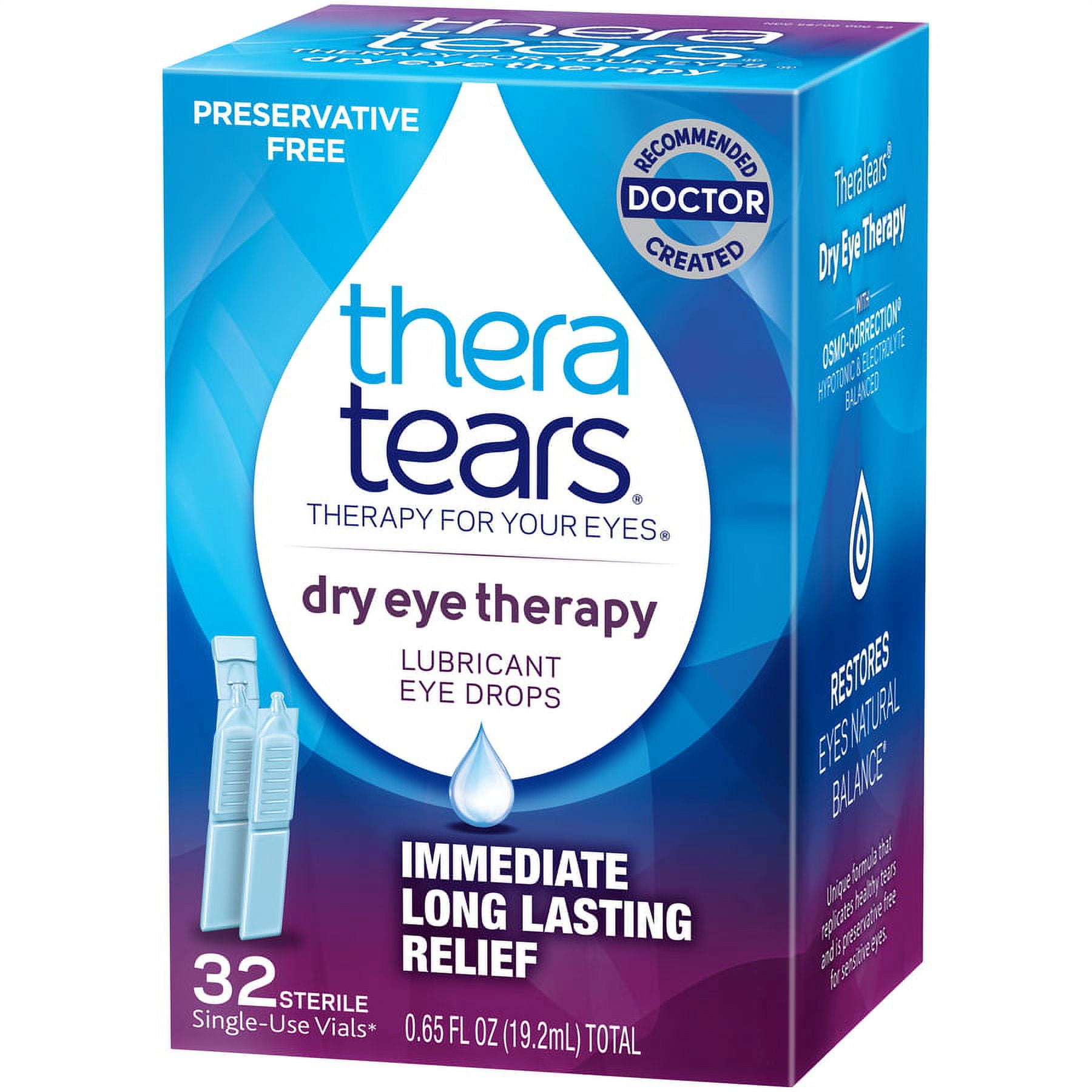 TheraTears Lubricant Eye Drops Single Use Containers, 0.02 Fl Oz, 32 Ct