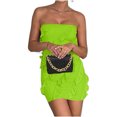 thumbnail image 4 of Off Shoulder Women Strapless Slim Ifit Ruffle Club Bodycon Mini Dress, 4 of 6