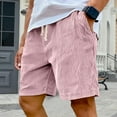 thumbnail image 4 of HKYNLAG Men's Corduroy Shorts Elastic Waist Drawstring Cargo Short Multi-Pocket Lightweight Summer Casual Beach Shorts Pink S, 4 of 4