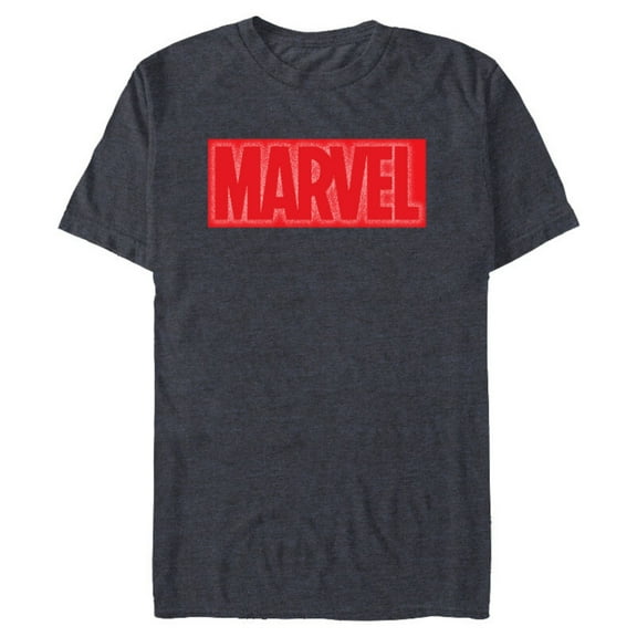 Marvel Logo Red and White Negative Space - Short Sleeve Blended T-Shirt for Adults - Customized-Navy Heather
