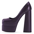 thumbnail image 4 of YDN Women Classic Platform Square Closed Toe Pumps Slip On Chunky Block High Heels Sexy Party Dance Bridal Dressy Shoes Size 16 Dark Purple, 4 of 6