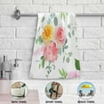 thumbnail image 6 of Floral Hand Towel Set of 2, Soft Pink Rose Bath Towels Absorbent Colored Flowers Print Bathroom Towel Green Leaves Fingertip Towel for Kitchen Yoga Spa Gym Hotel Decor 28.3x14.4 Inch, 6 of 15