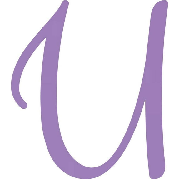 Decorative Acrylic Letter, Custom Blank U Script, 8'' Tall Lavender Alphabet